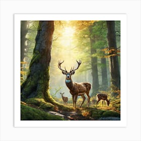 Deer In The Forest 173 Art Print