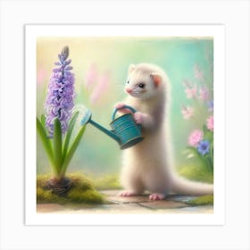 Watering Ferret Art Print