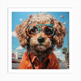 Dog With Glasses Art Print