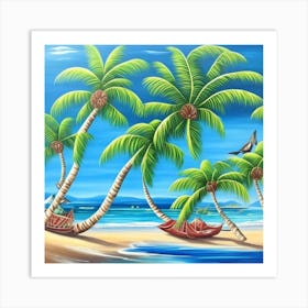 Palm Trees On The Beach 12 Art Print