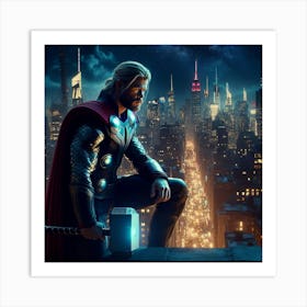 Thor In The City 1 Art Print