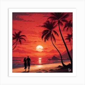 Sunset On The Beach Art Print