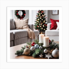 Christmas Decor In Living Room Art Print