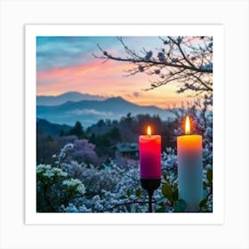 Sunset With Candles 1 Art Print