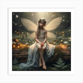 Fairy Girl In The Forest Art Print