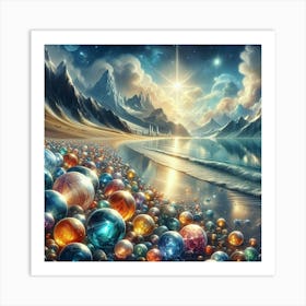 Glass Spheres On The Beach Art Print