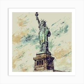 A Statue Of Liberty In New York Hand Drawn Sketc 1719922810 1 Art Print