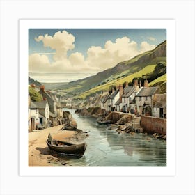 Beer Fishing Village In Devon England Vintage Art Print 1 Art Print