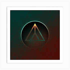 Geometric Neon Glyph on Jewel Tone Triangle Pattern 271 Art Print