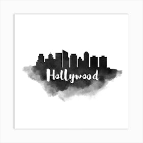 Watercolor Hollywood Skyline Art Print