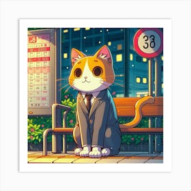 Cat In Business Suit Art Print