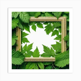 Frame With Green Leaves 7 Art Print