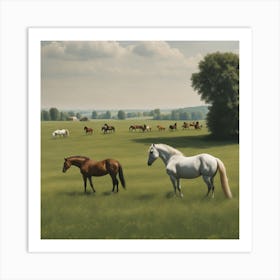 Horses In A Field 6 Art Print