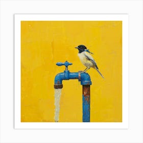 Bird On A Faucet 6 Art Print