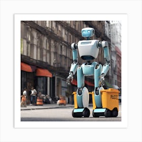 Robot In The City Art Print