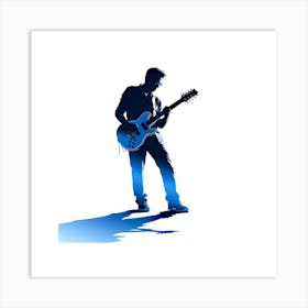 Silhouette Of A Guitar Player 2 Art Print