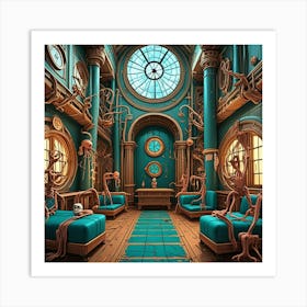 Steampunk Bedroom Luxury Cubism Style Art Print