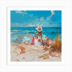 Girl On The Beach Art Print