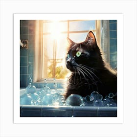 Cat In The Bath 1 Art Print