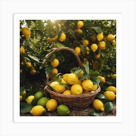 Lemons In A Basket Art Print