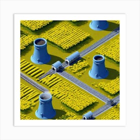 Isometric Illustration Of A Canola Field Art Print