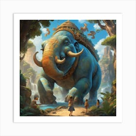 Elephant In The Jungle paintings art print Art Print