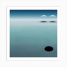 Two Umbrellas In The Water Art Print