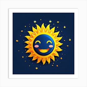 Lovely smiling sun on a blue gradient background 22 Art Print