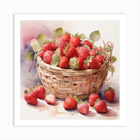 A basket of strawberries Art Print