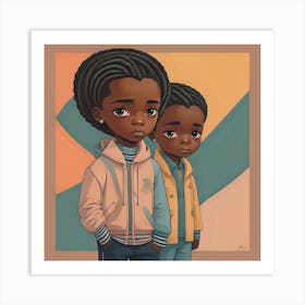 Two Black Children Art Print