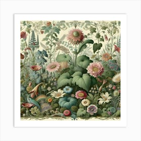 Garden Of Flowers, William Morris style Art Print