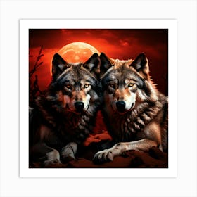 Two Wolves Art Print