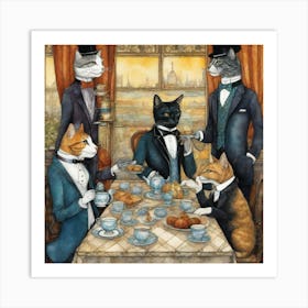 Cat'S Tea Party Art Print