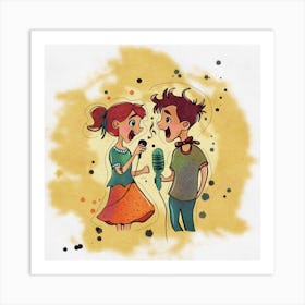 Boy And A Girl Singing Poster