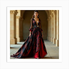 Black And Red Gown Art Print