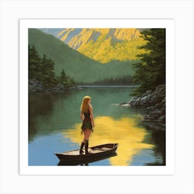 Girl In A Boat Art Print