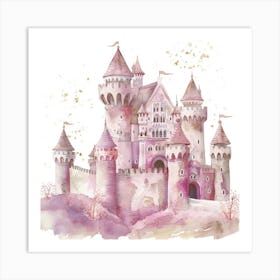 Pink Watercolor Fairy Castle Art Print