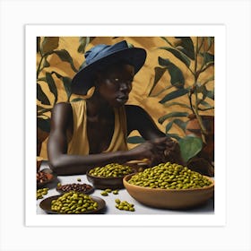 Woman Eats Beans Art Print