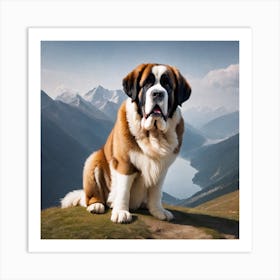 St Bernard Dog 40 Art Print