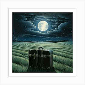 Suitcase In The Field Art Print