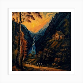 'Sunset In The Mountains' 1 Art Print