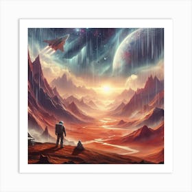 Space Landscape From Mars 1 Art Print