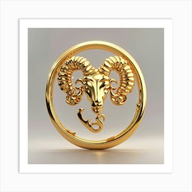 Default Simple Symbol Of Zodiac Sign Aries Made Of Pure Gold S 1 Art Print