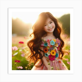 Little Girl In Flower Field Art Print