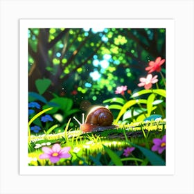 Snail In The Forest 1 Art Print