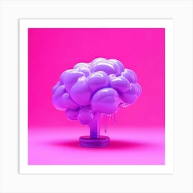 Brain On A Pink Background Art Print