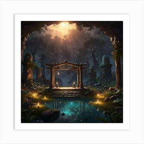 Fantasy Scene In The Forest Art Print