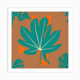 Single Tropical Leaf On A Solid Background pattern art, 121 Art Print