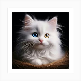 White Cat With Blue Eyes 1 Art Print