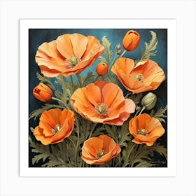 Boho Wildflower Painting California Poppy Art Print 0 Art Print